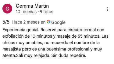 Reseña Aquatherapia Spa Center